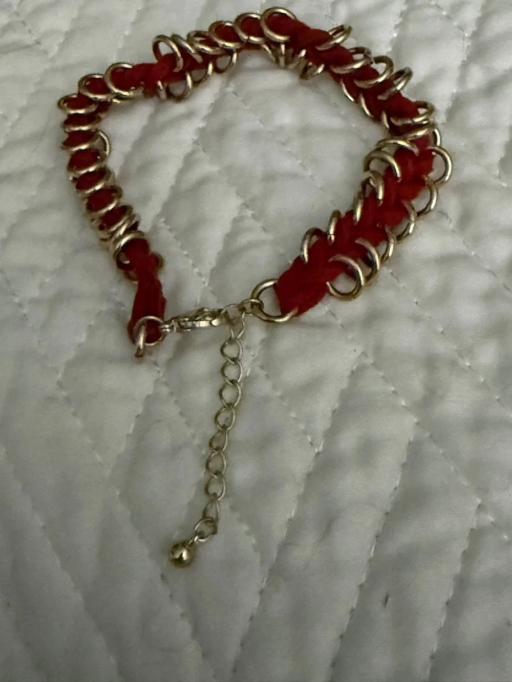 Gold Chain and Red Thread Women's Bracelet